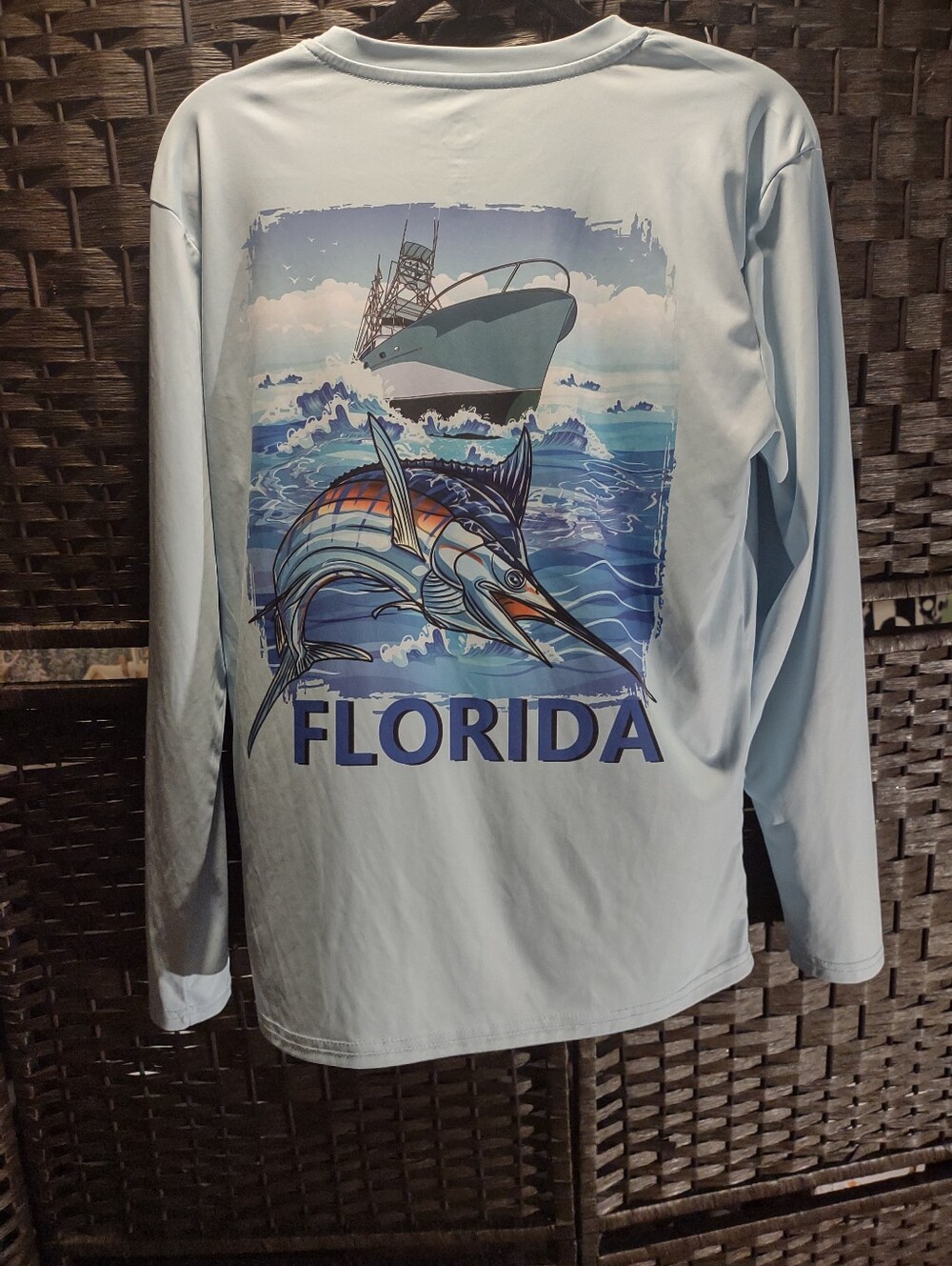 Salty Life Light Blue Long Sleeve Performance Shirt Men's Small